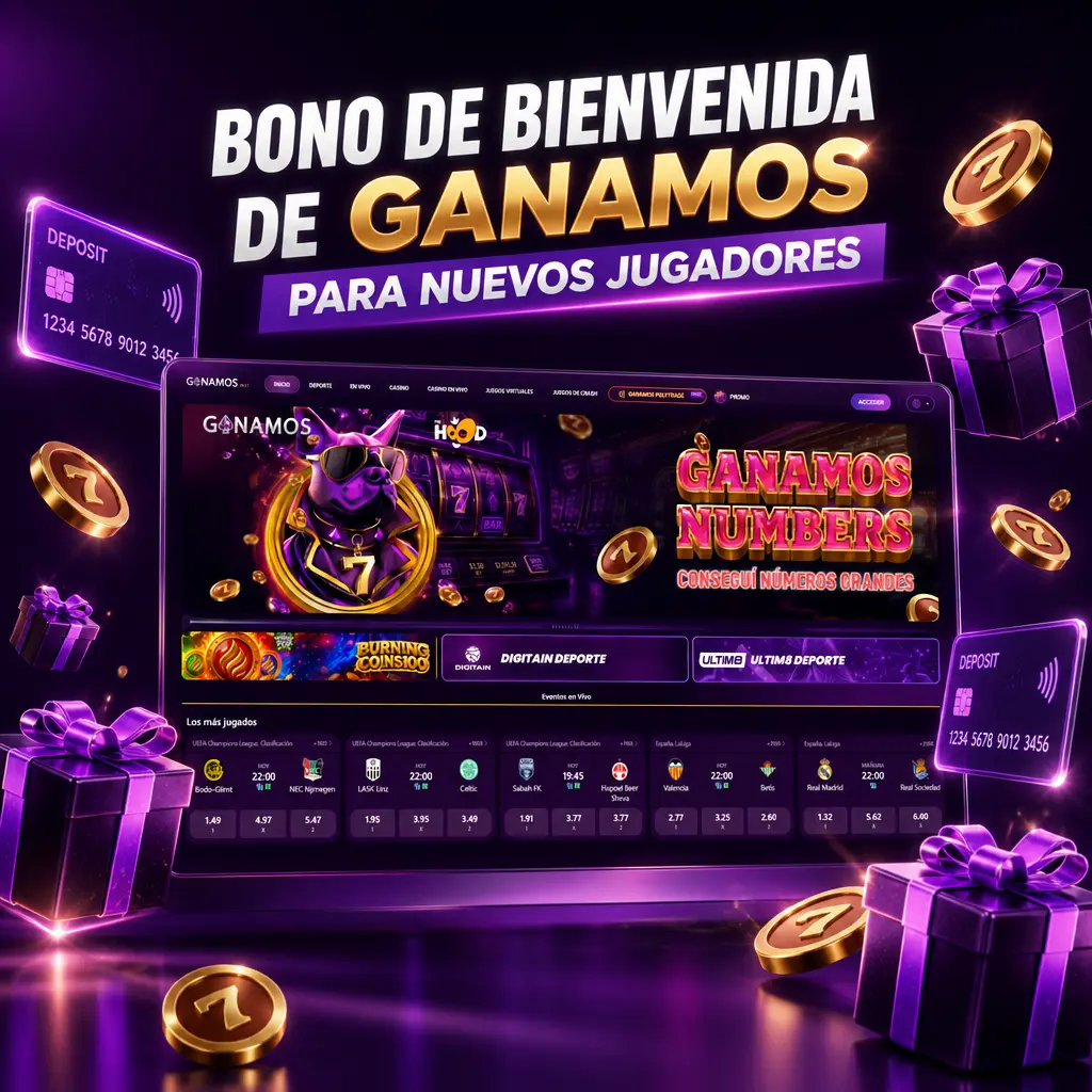 Sección de promociones de Ganamos con ofertas activas de bienvenida para casino y apuestas deportivas