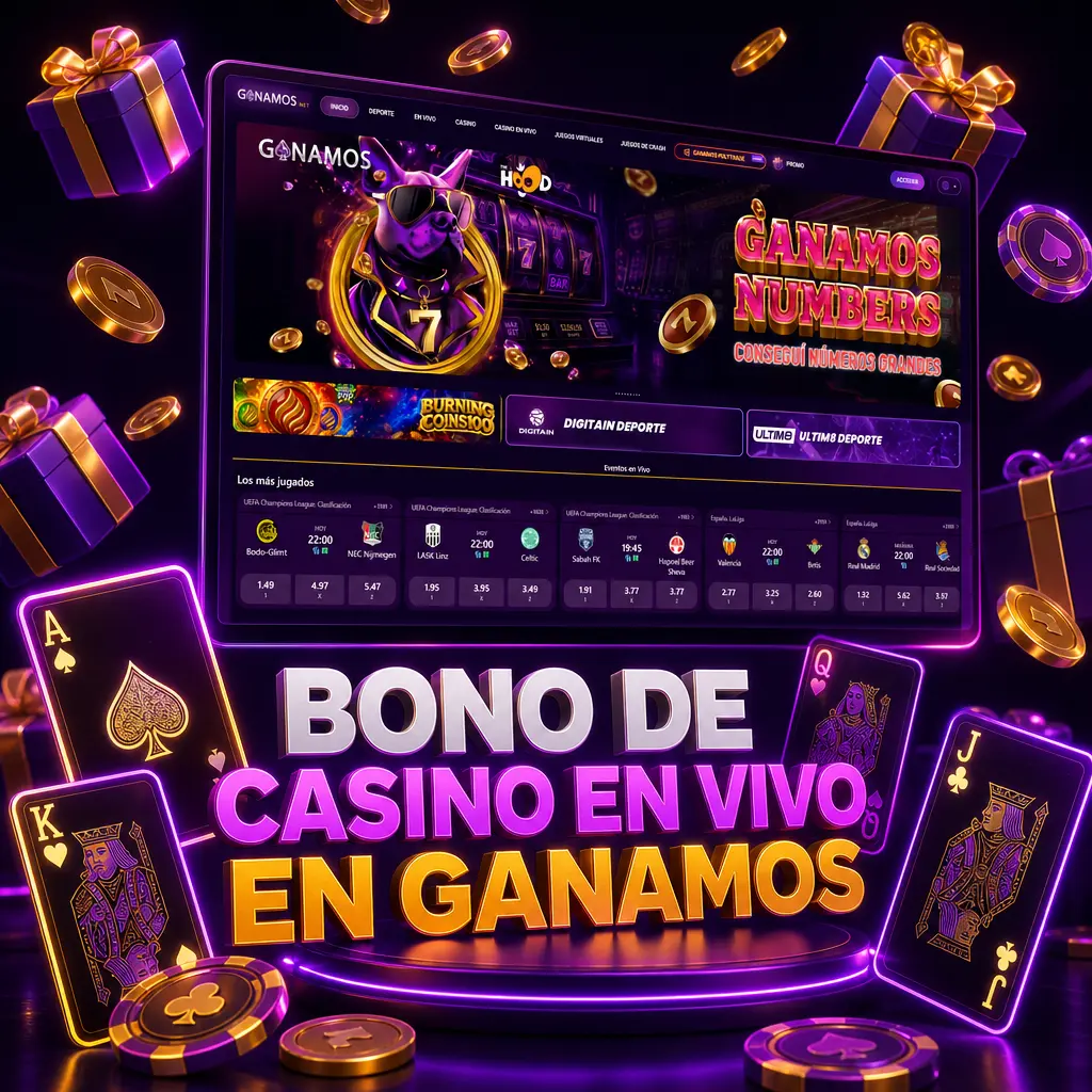 Bono de casino en vivo en Ganamos: jugá con dinero real sin código promocional desde tu primer depósito.