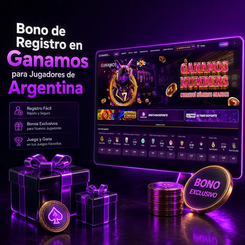 Bono de registro en Ganamos para jugadores de Argentina: promociones y ofertas de bienvenida disponibles