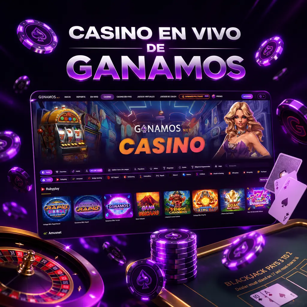 Mesa de casino en vivo de Ganamos con crupier profesional en ruleta, blackjack, baccarat y game shows