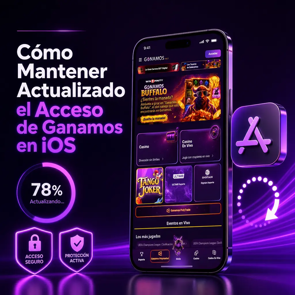 Pasos para actualizar el acceso web de Ganamos en iOS mediante Safari y evitar errores de carga en cajero y apuestas en vivo.