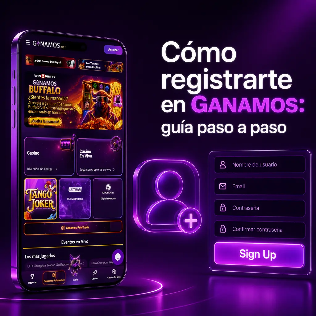 Guía paso a paso para registrarte en Ganamos desde Argentina usando tu DNI y acceder a apuestas y casino en vivo.