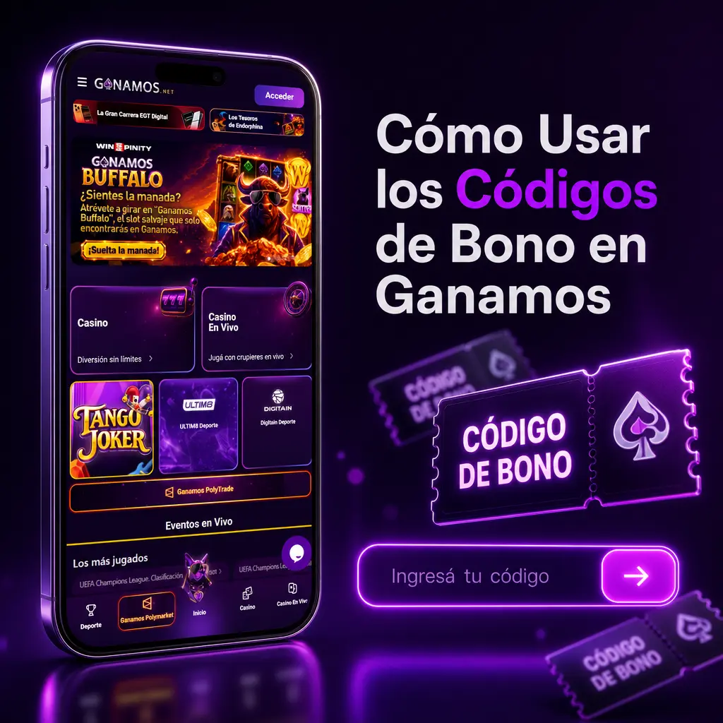 Cómo usar los códigos de bono en Ganamos: ingresá el código en Promociones antes de confirmar tu depósito
