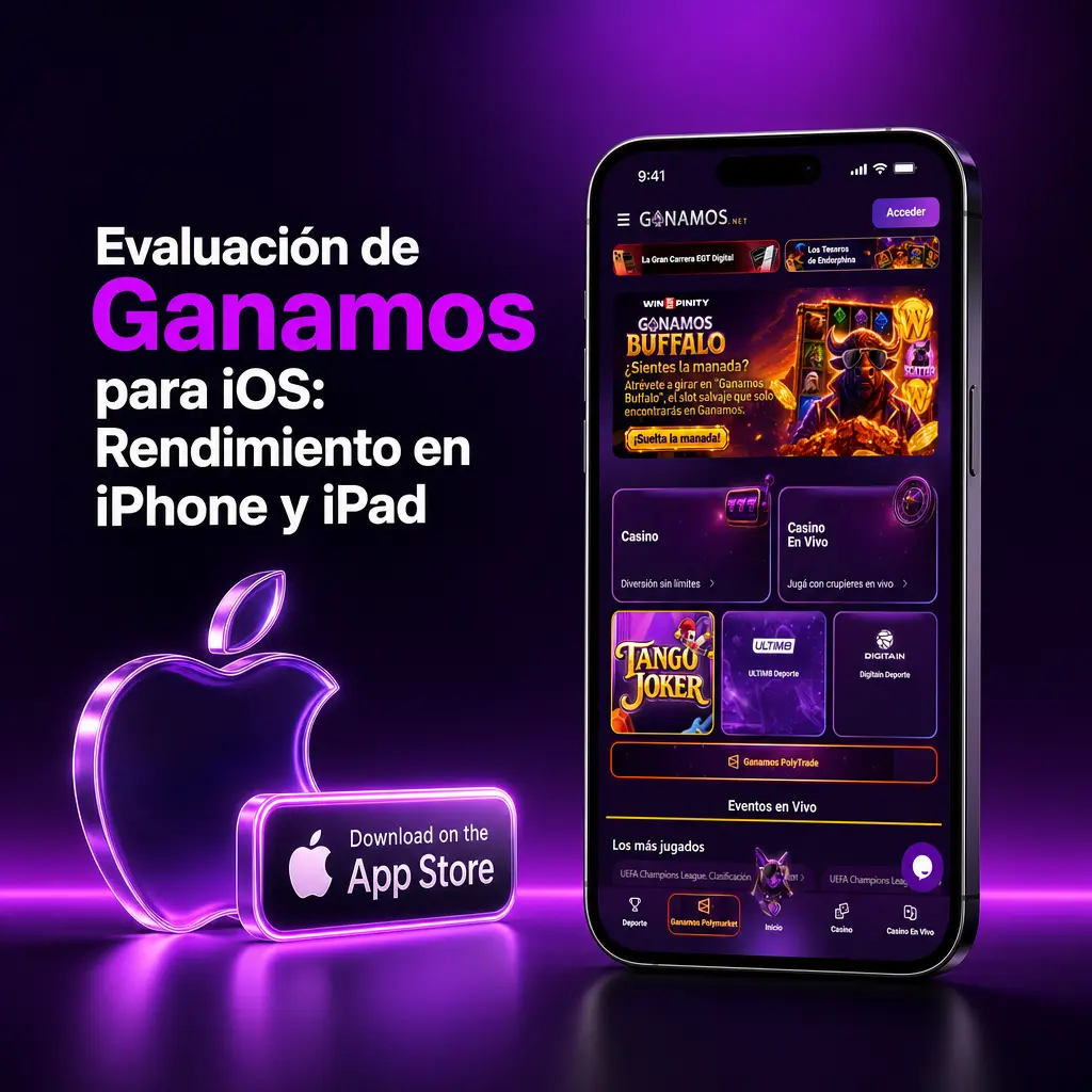 Rendimiento de Ganamos en iOS: acceso web progresiva para iPhone y iPad, compatible desde iOS 13 en adelante